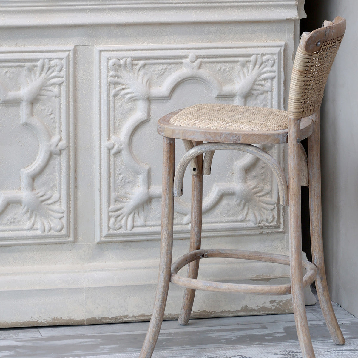 French Country Rattan Bar Stool – Natural