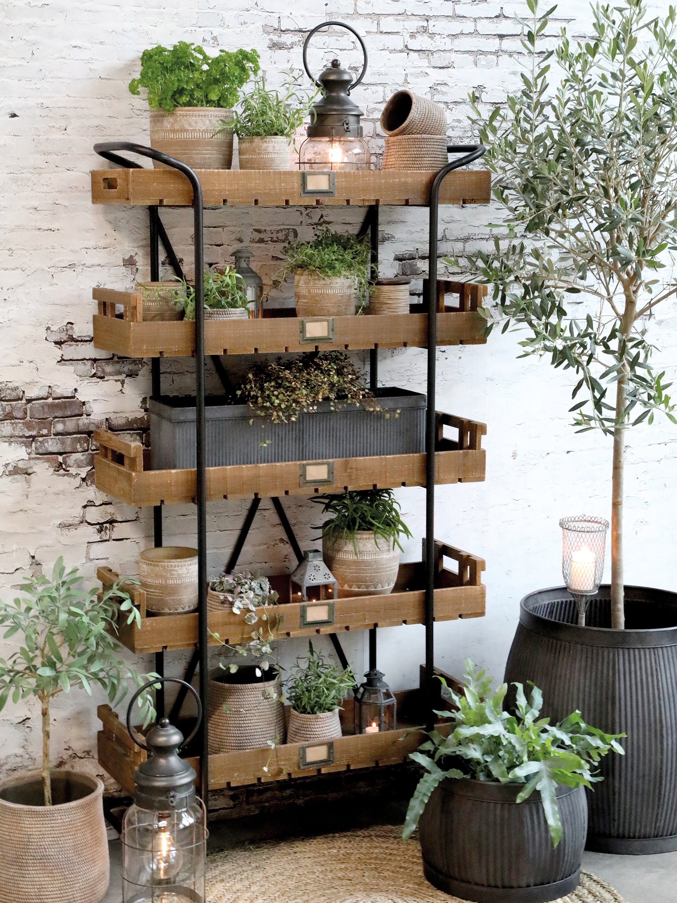 Old French Flowerpots with Grooves - Set of 3