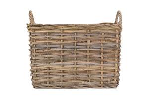 Small Rectangular Grey Rattan Hallway Log Basket