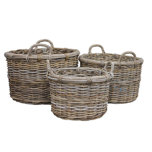 Set of 3 Round Baskets with Ear Handles