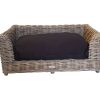 Medium Grey Rattan Dog Bed with Cushion