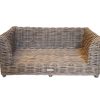 Medium Grey Rattan Dog Bed with Cushion