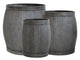 Old French Flowerpots with Grooves - Set of 3