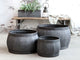 Old French Iron Flowerpots with Groove - Set of 3